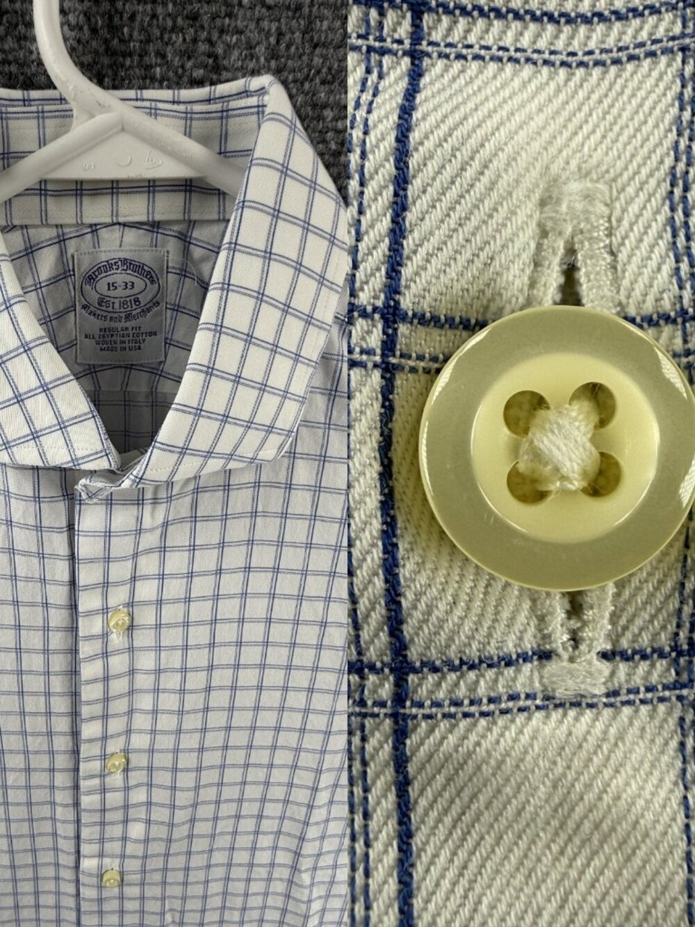 Brooks Brothers Makers And Merchants 15 33 Check USA Cotton Blue Button Up Shirt